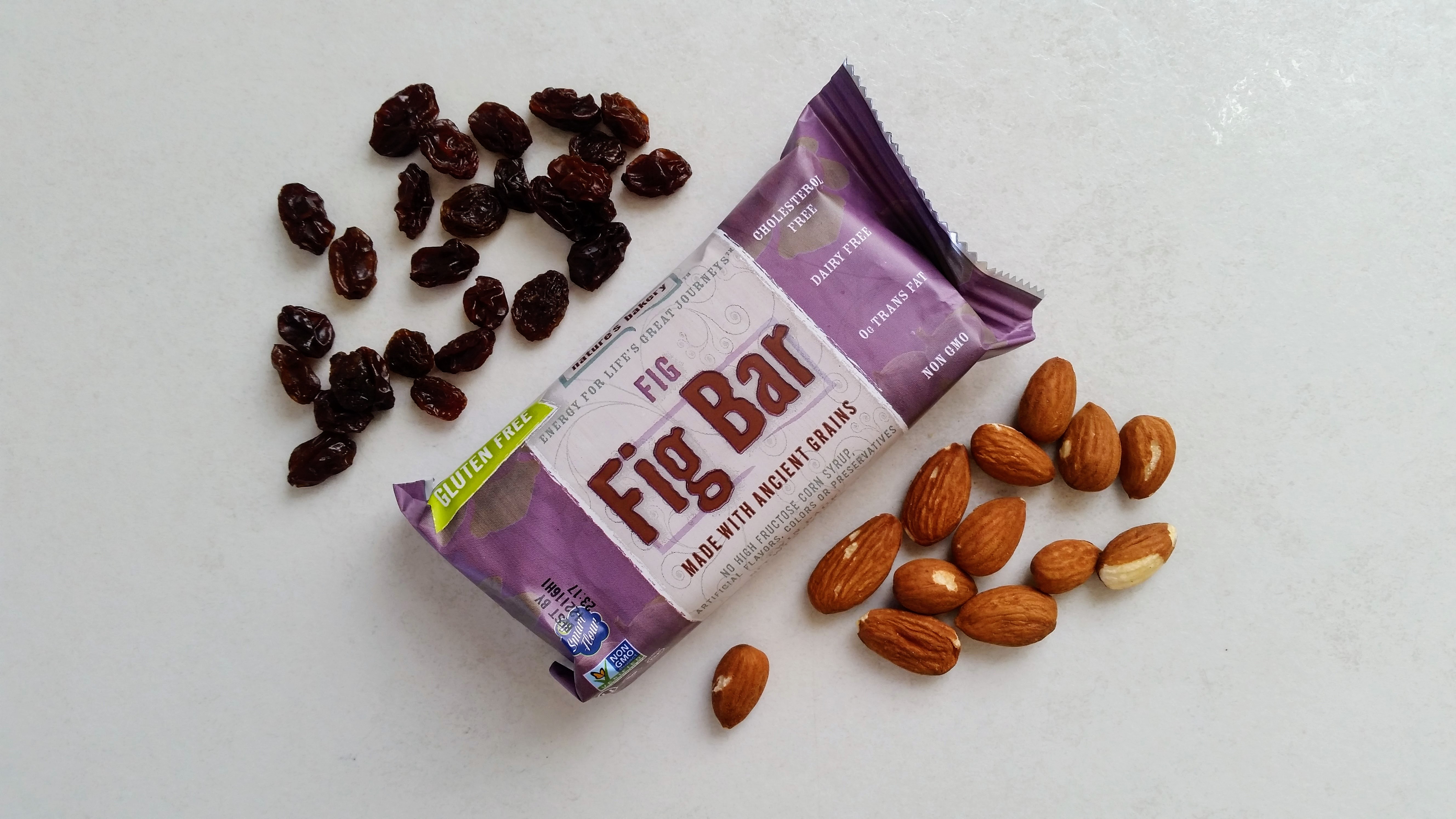 vegan snacks to keep at work raisins almonds fig bar